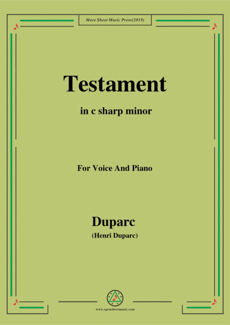 Duparc-Testament in c sharp minor (arr. MSM)