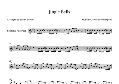 Jingle Bells in G major, For Soprano Recorder (arr. Braian Borges)