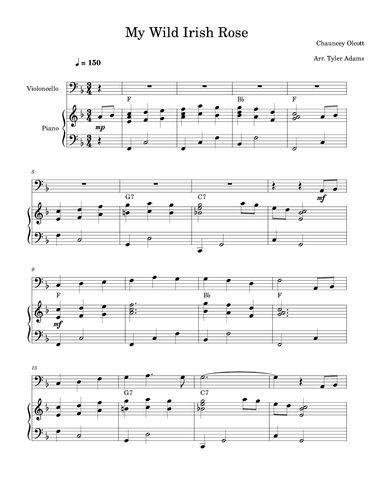 My Wild Irish Rose (Cello and Piano) (arr. Tyler Adams)