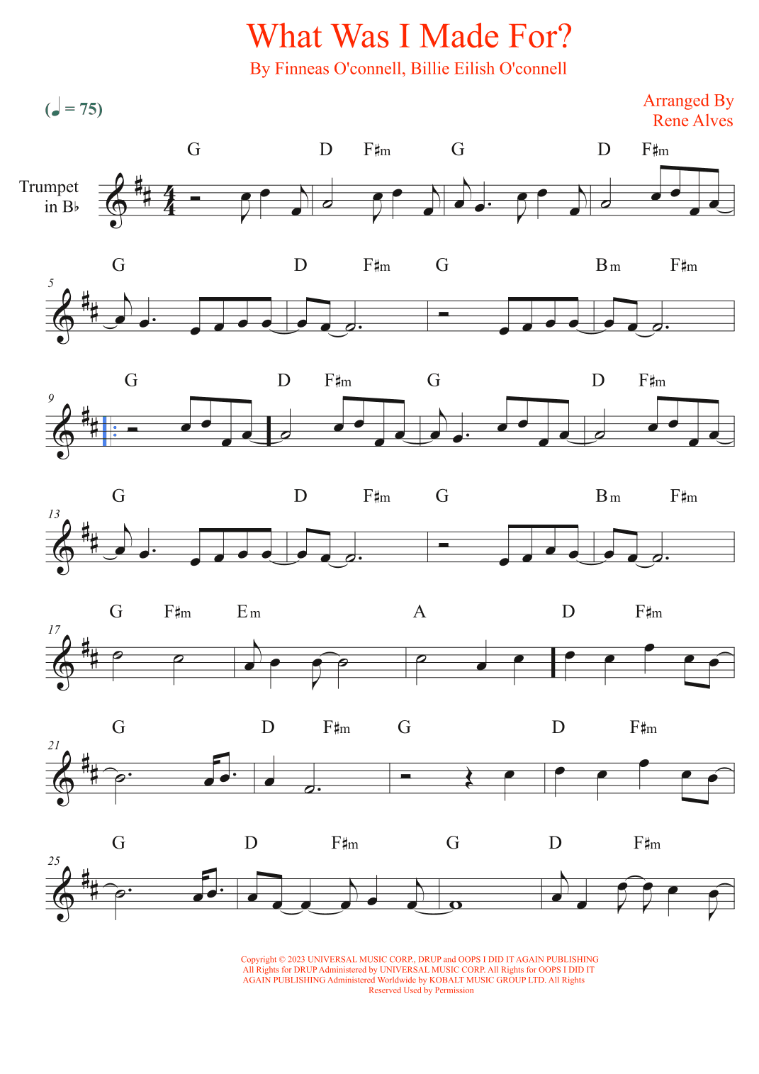 What Was I Made For? (arr. Rene Alves)