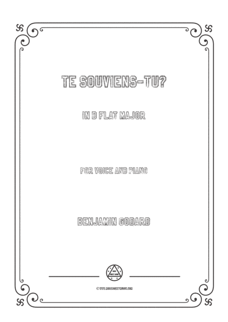 Godard-Te souviens-tu in D flat Major,for Voice and Piano (arr. MSM)