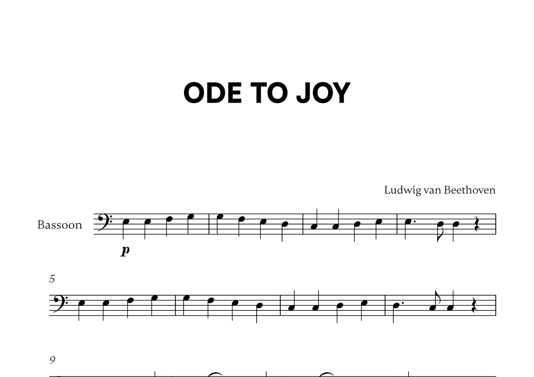 Beethoven - Ode to Joy (for Bassoon Solo) (arr. Cadenza Editions)