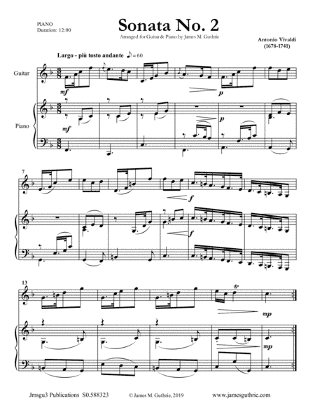 Vivaldi: Sonata No. 2 for Guitar & Piano (arr. James M. Guthrie, ASCAP)