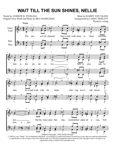 Wait Till the Sun Shines Nellie (arr. Larry Triplett)