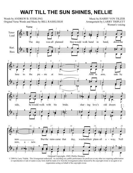 Wait Till the Sun Shines Nellie (arr. Larry Triplett)