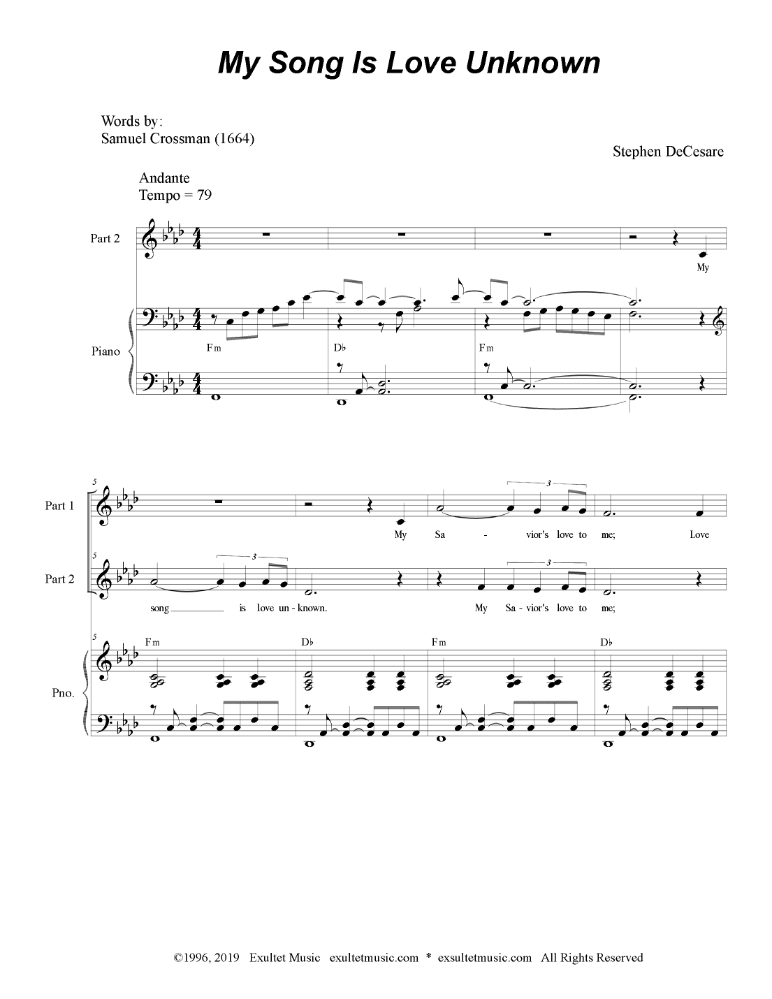 My Song Is Love Unknown (2-part choir)