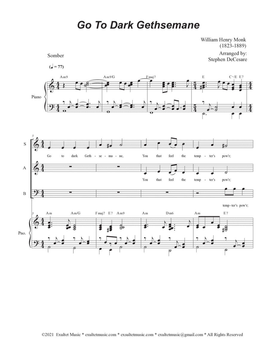 Go To Dark Gethsemane (Vocal Trio - (SAB) (arr. Stephen DeCesare)