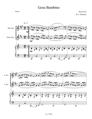 Gesu Bambino (Alto and Tenor Sax Duet with Piano Accompaniment) (arr. B. C. Dockery)