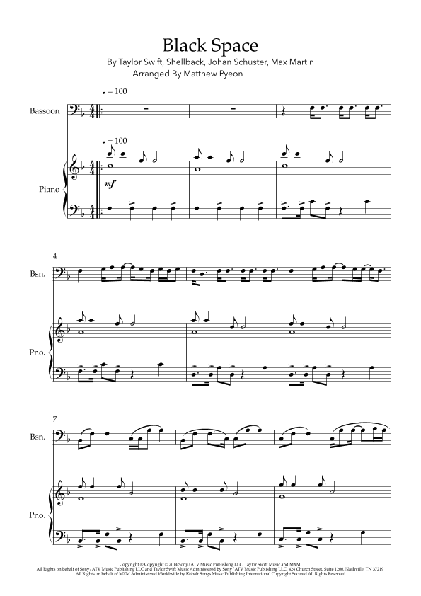 Blank Space (arr. Matthew pyeon)