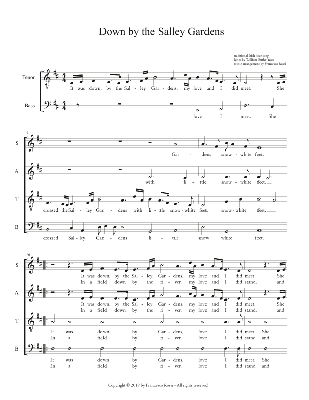 Down by the Salley Gardens (arr. Francesco Rossi)