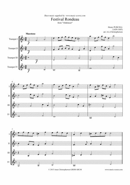 Festival Rondeau from Abdelazer - Trumpet Quartet in D Minor (arr. Anne Christopherson GRSM ARCM)
