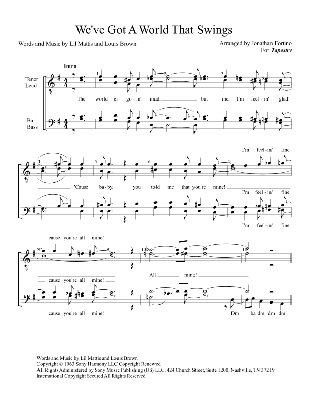 We've Got A World That Swings (arr. Jonathan Fortino)