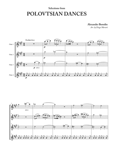 Polovtsian Dances for Flute Quartet (arr. Diego Marani)