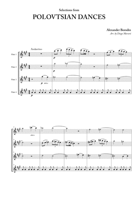 Polovtsian Dances for Flute Quartet (arr. Diego Marani)