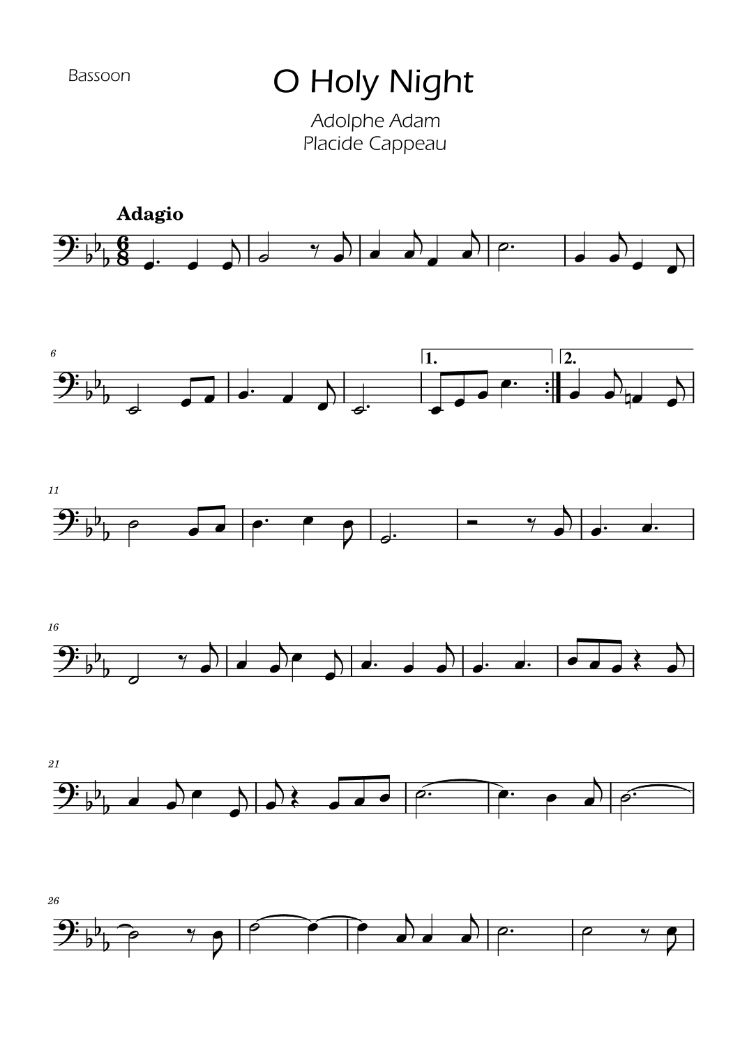 O Holy Night - Bassoon Solo (arr. Ygor Nunes)