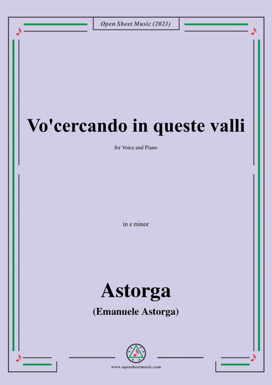Astorga-Vocercando in queste valli,in e minor,for Voice and Piano (arr. Open Cloud)