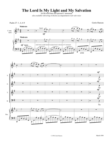 The Lord Is My Light and My Salvation (SATB)