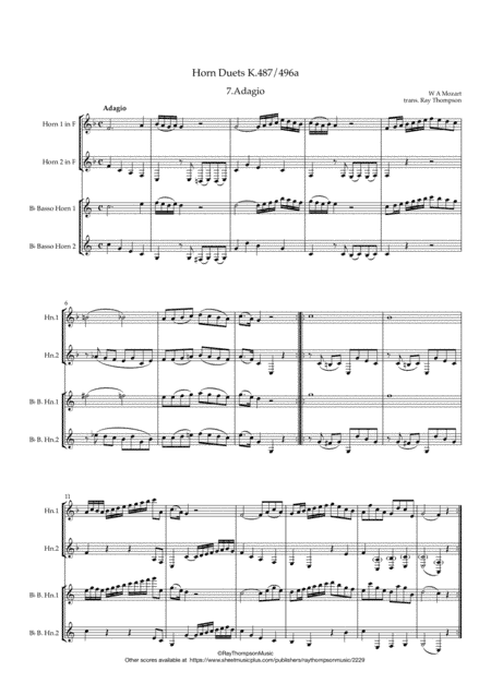 Mozart:12 Horn Duets K.487/496a No.7 Adagio- horn duet (arr. Ray Thompson)