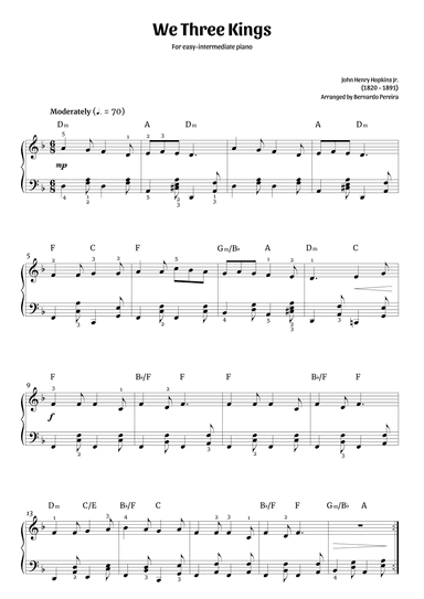 We Three Kings (easy-intermediate piano) (arr. Bernardo Pereira)