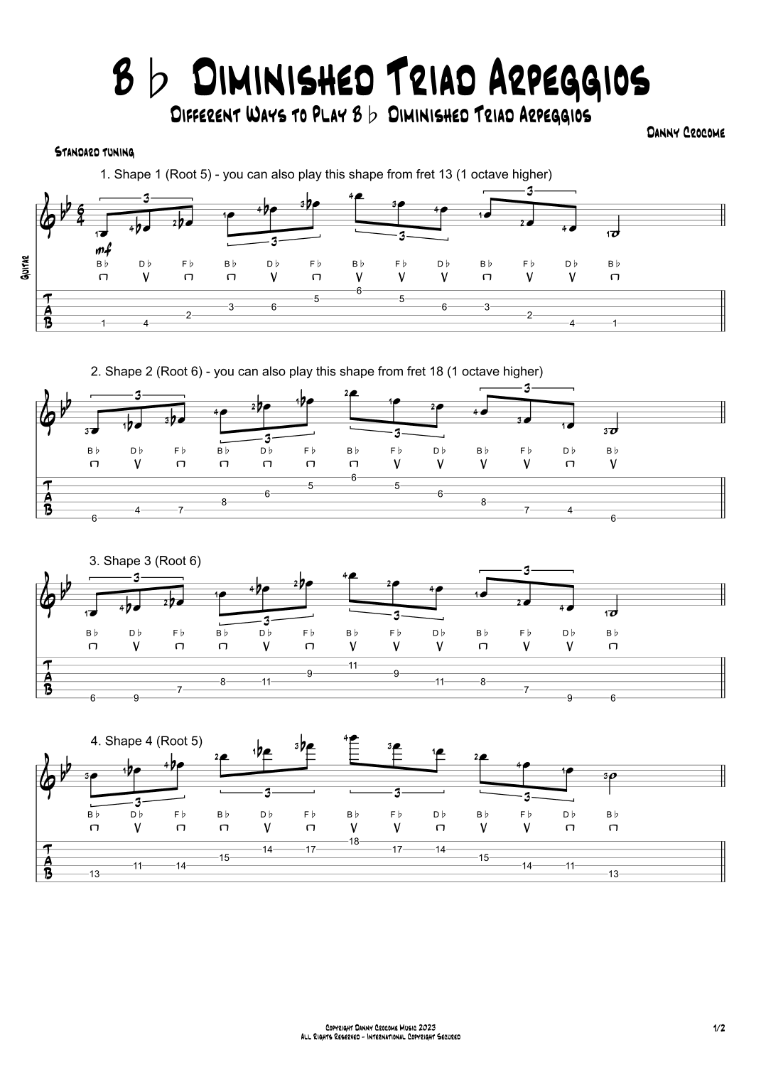 Bb Diminished Triad Arpeggios (5 Ways to Play)