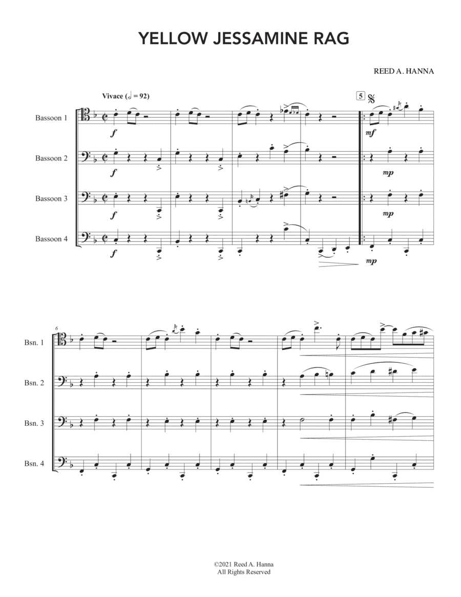Yellow Jessamine Rag (Bassoon Quartet)