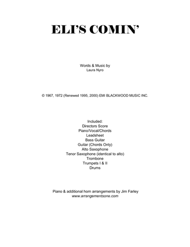 Eli's Comin' (arr. Jim Farley www.arrangementsone.com)