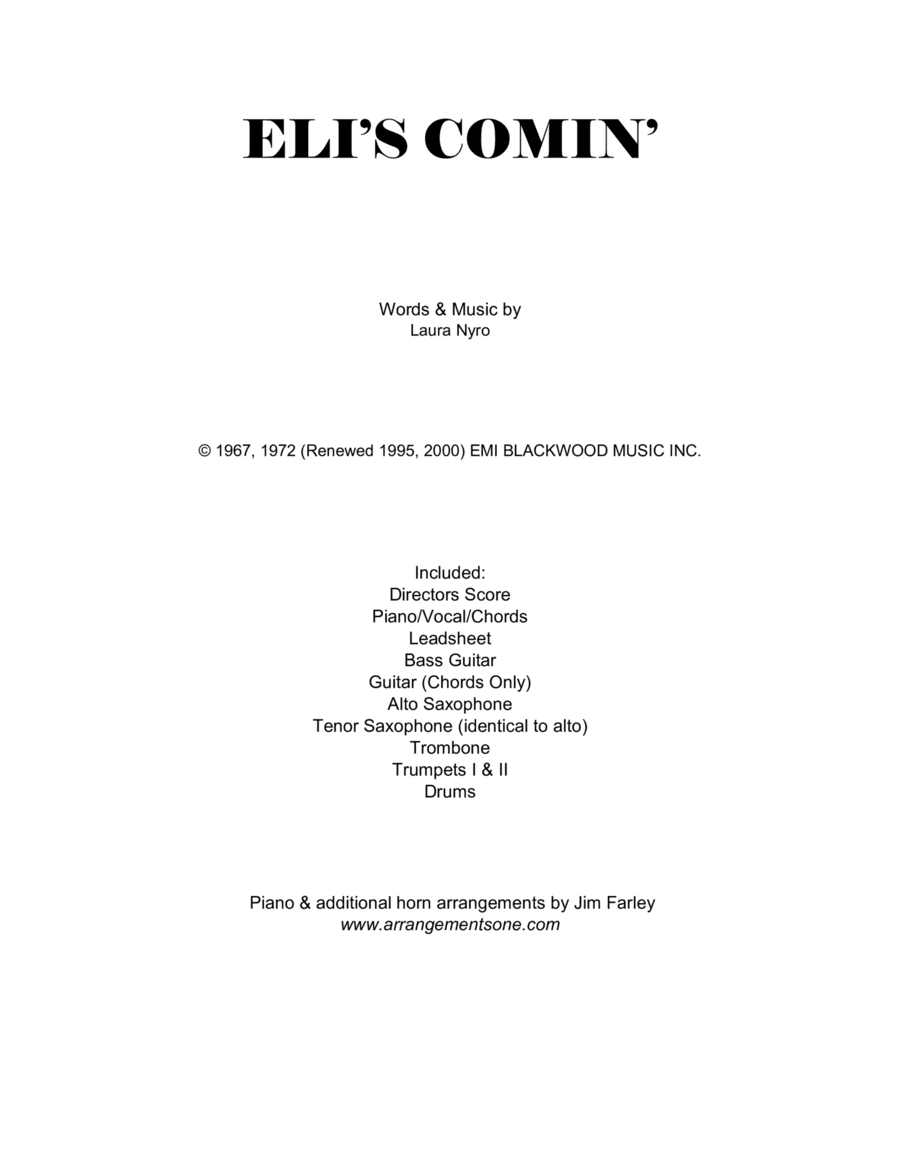 Eli's Comin' (arr. Jim Farley www.arrangementsone.com)