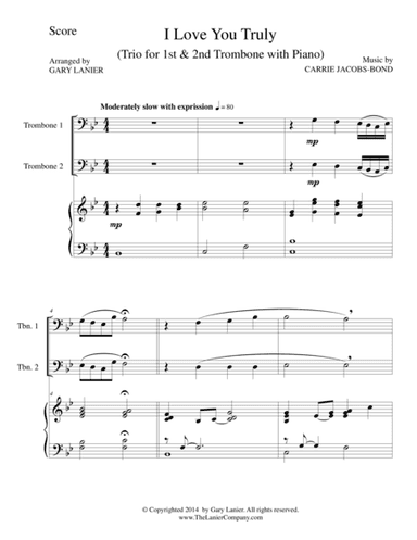 I LOVE YOU TRULY (Trio – Trombone 1, Trombone 2, and Piano with Score and Parts) (arr. Gary Lanier)