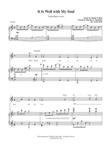 It Is Well with My Soul (vocal duet or solo) (arr. Anne Britt)