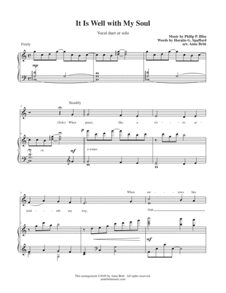It Is Well with My Soul (vocal duet or solo) (arr. Anne Britt)