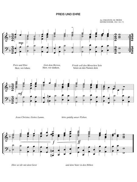 Preis und Ehre  ( Composed 1961. Austrian Gotteslob N.199 - 2020) (arr. Emanuel Magalhaes Fróes)