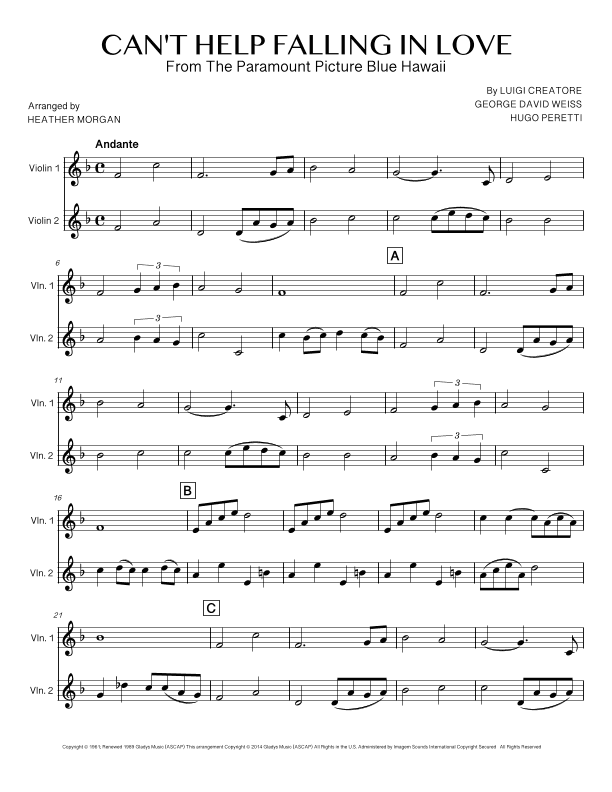 Can't Help Falling In Love (arr. Heather Morgan)