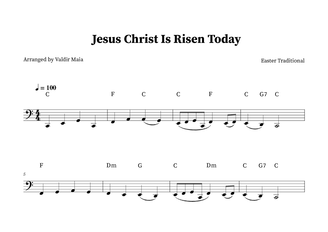 Jesus Christ Is Risen Today - Tuba (+ chords) (arr. Valdir Maia)
