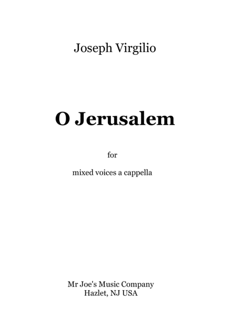 O Jerusalem for mixed voices a cappella