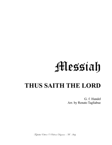 THUS SAITH THE LORD - Messiah - For Bass and Organ (or Harpschords) (arr. R. Tagliabue)