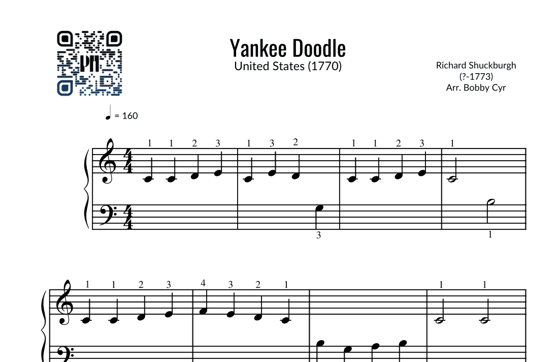 Yankee Doodle (Easy Piano) (arr. Bobby Cyr - Piano Notion)