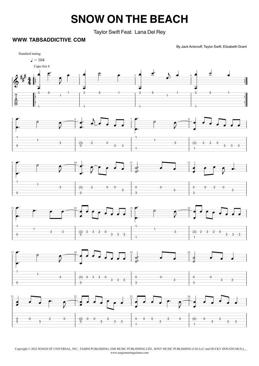 Snow On The Beach (arr. TABS ADDICTIVE - SERGIO MARTIN GUITARRA)