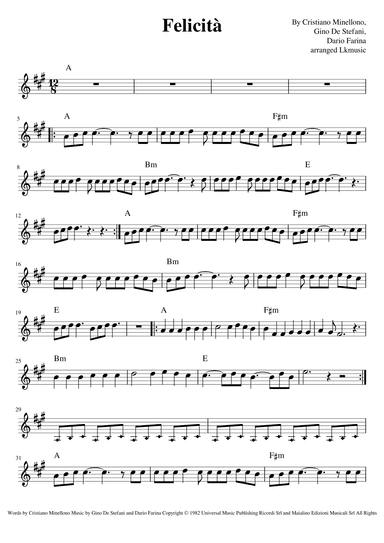 Felicità (arr. Lkmusic)