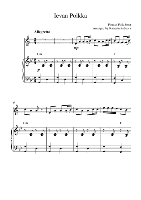 Ievan Polkka (for tenor saxophone solo and piano accompaniment) (arr. Kaiserin Rebecca)