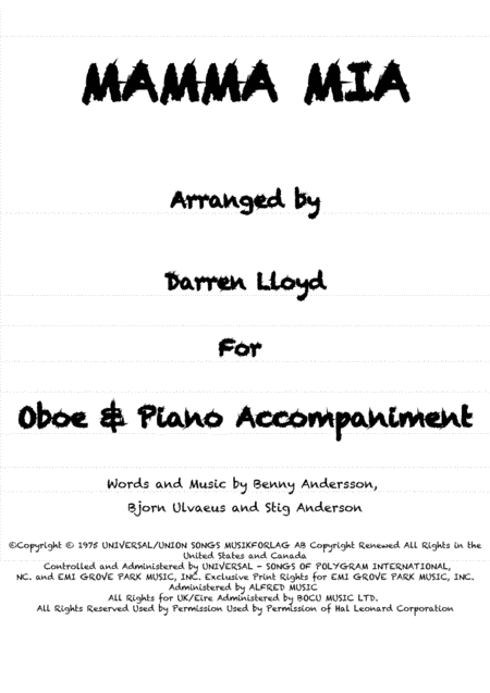 Mamma Mia (arr. Darren Lloyd)