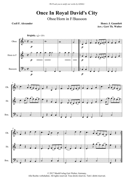 Once In Royal David's City (arr. Gert Th. Walter)