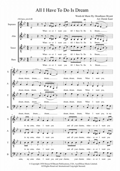 All I Have To Do Is Dream (arr. Derek Scarr)