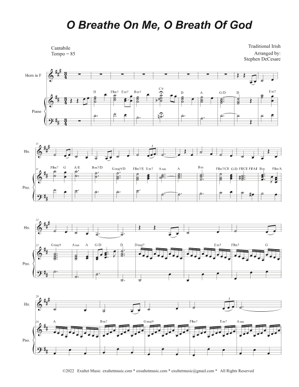 O Breathe On Me, O Breath Of God (French Horn solo and Piano) (arr. Stephen DeCesare)