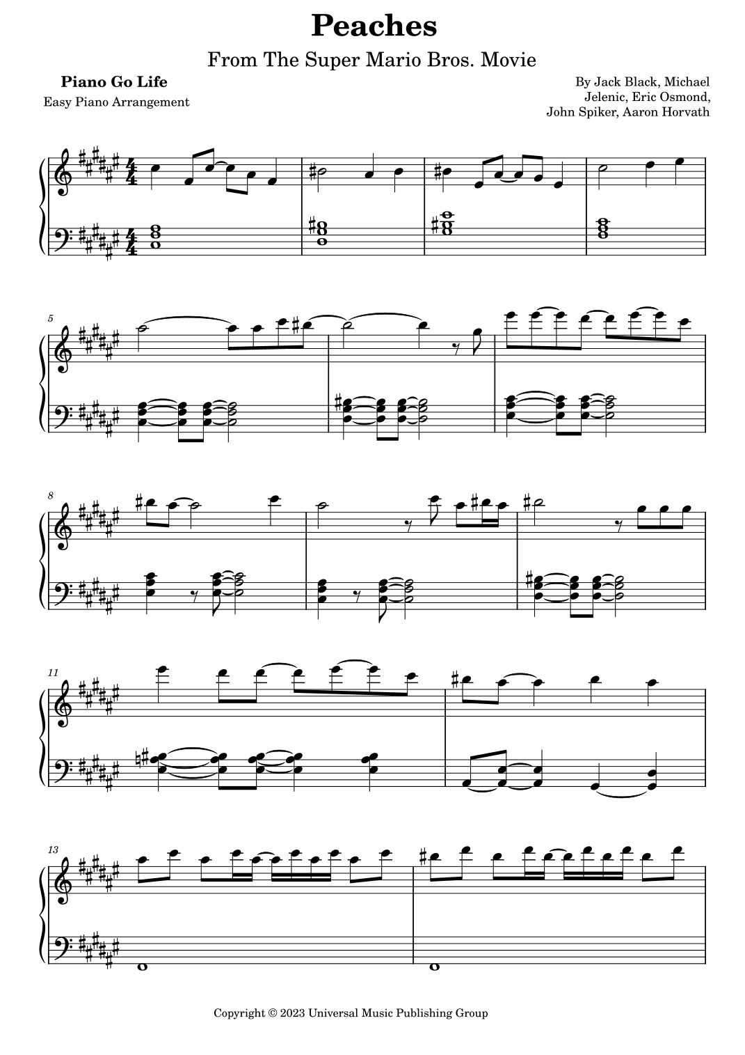 Peaches (arr. Piano Go Life)