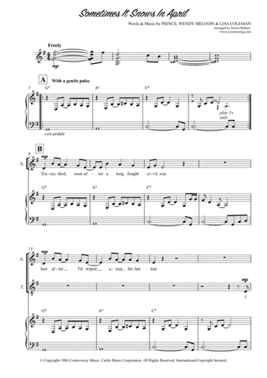 Sometimes It Snows In April (arr. Simon Walters)