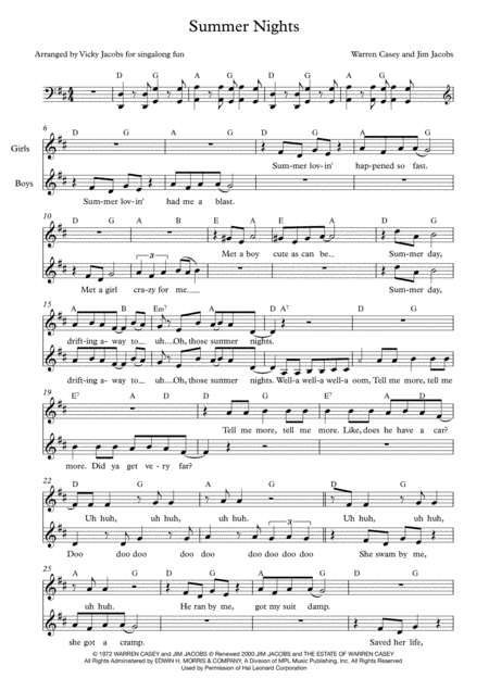 Summer Nights (arr. Vicky Jacobs)