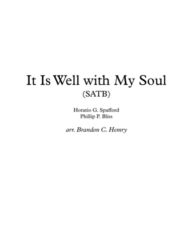 It Is Well with My Soul (arr. Brandon C. Hemry)