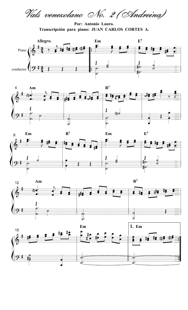 Vals venezolano No. 2 "Andreina" (arr. Juan Carlos Cortés Aguirre)