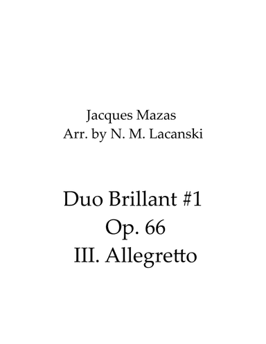 Duo Brillant #1 Op. 66 III. Allegretto (arr. Nick Lacanski)