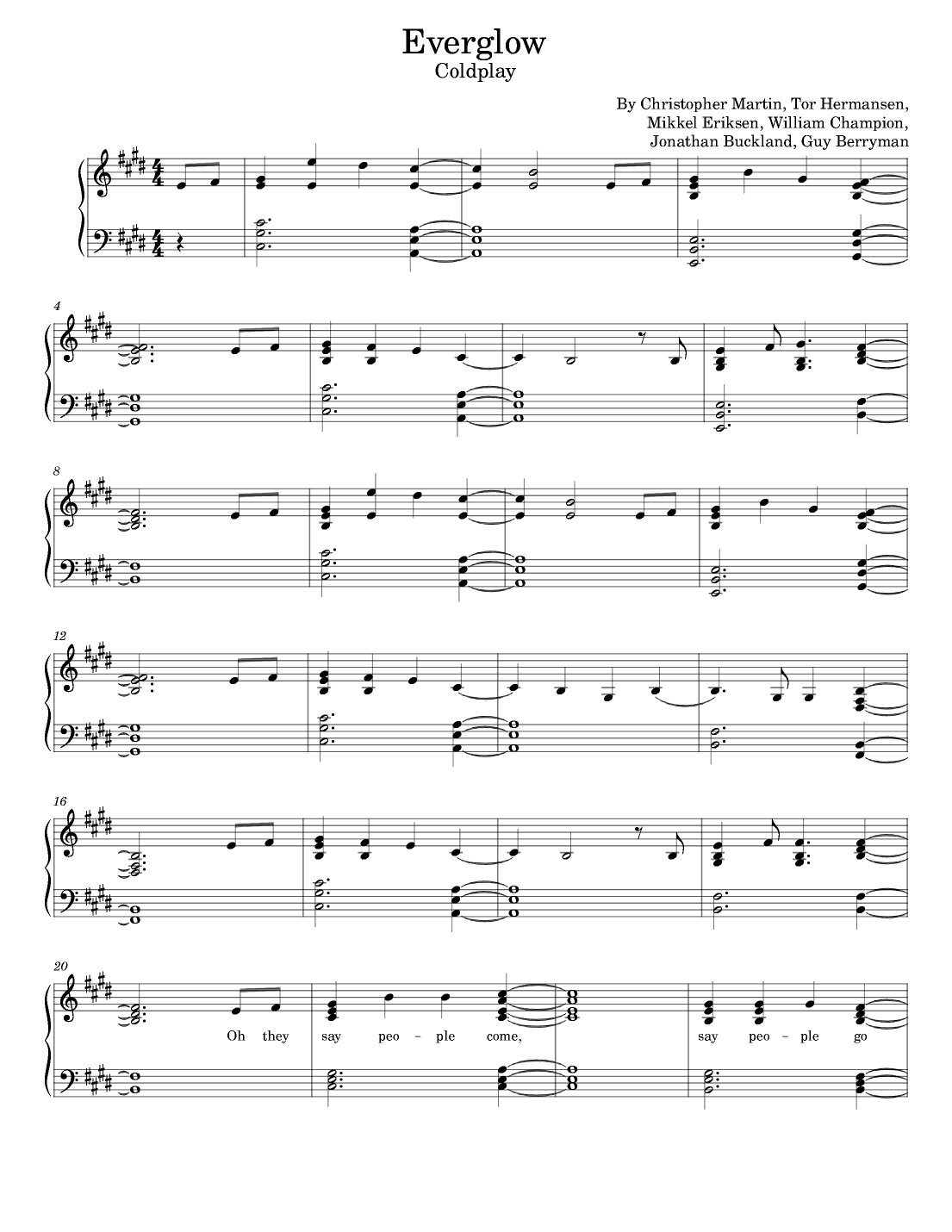 Everglow (arr. poon)
